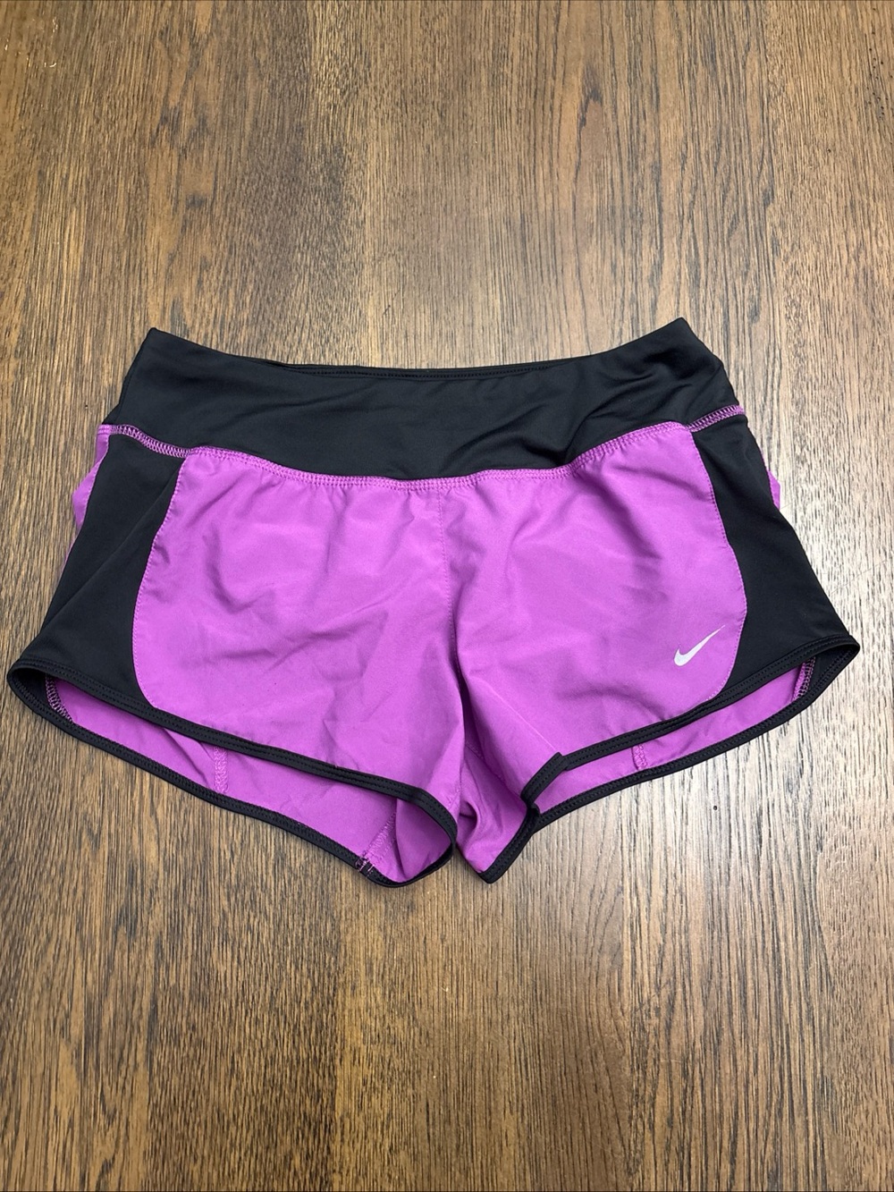 Nike Women's Purple and Black Athletic Running Shorts